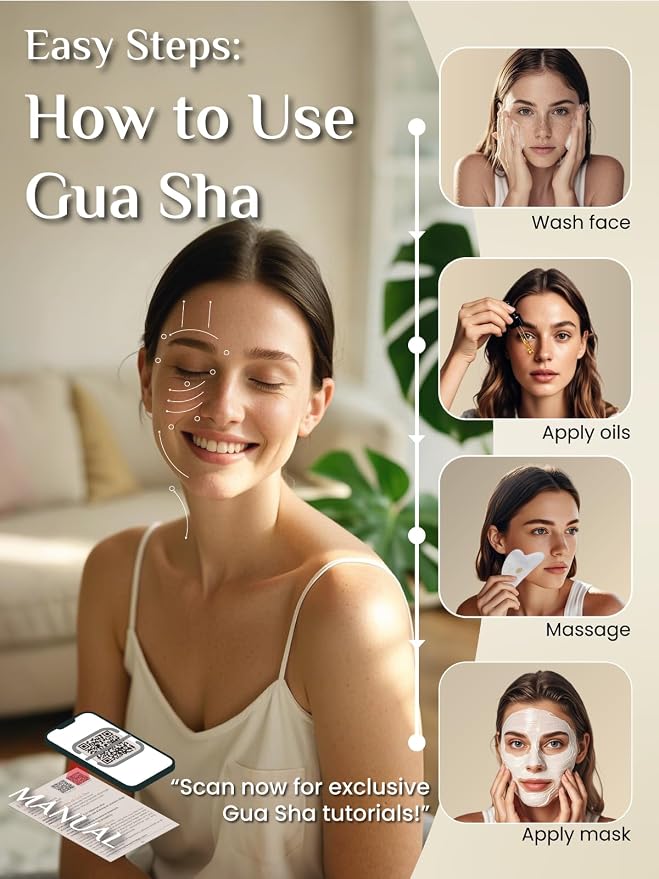 Rena Chris Gua Sha Facial Tools, Jade Guasha Tool - Image 5