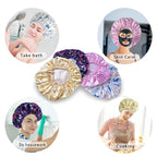 Shower Cap for Women, Double Layers Shower Caps Reusable Waterproof, Bathing - Image 6