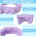 Yinder 40 Pack Bow Spa Headband Coral Fleece Makeup Headband Soft Face Wash - Image 5