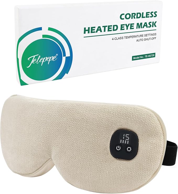 Heated Eye Mask for Dry Eyes, Cordless Warm Eye Compress by Telepepe