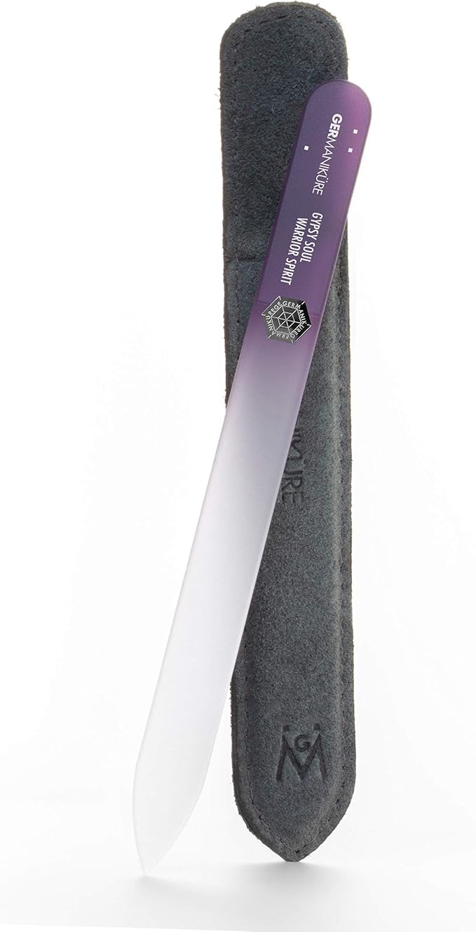 GERMANIKURE Glass Nail File in Suede Sleeve by GERMANIKURE