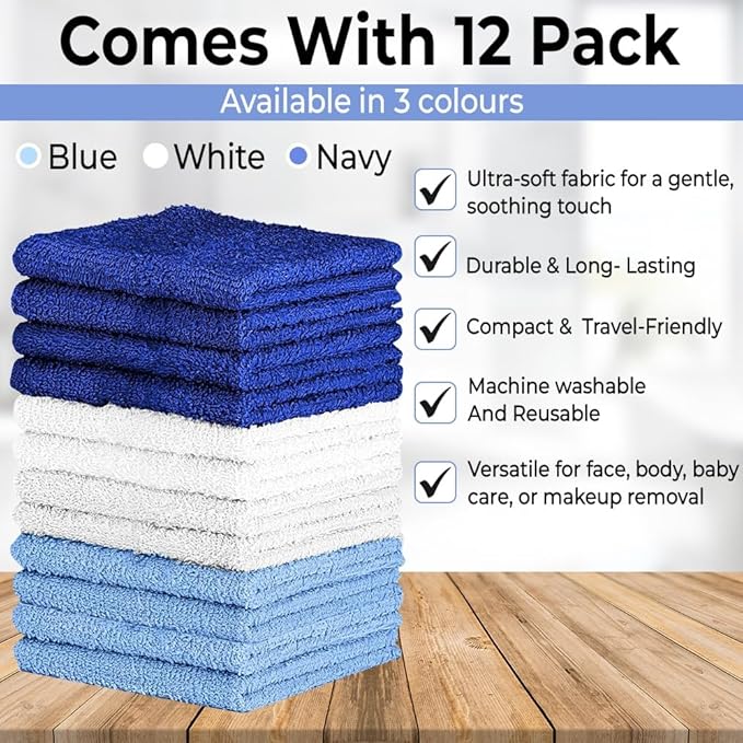 QUBA LINEN 100% Cotton Washcloth Set – Soft, Absorbent Face Towels - Image 3