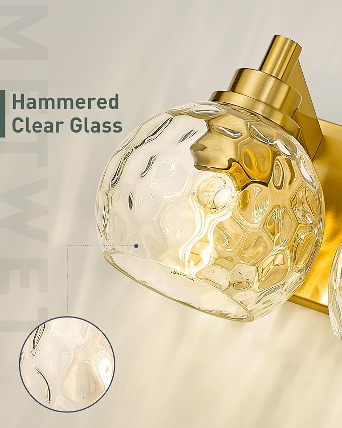 Bathroom Light Fixtures Over Mirror, 3-Light Brushed Gold Vanity Light - Image 4