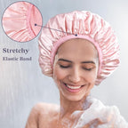 Three-Layer Terry Cloth Lined Satin Shower Cap, - Image 6