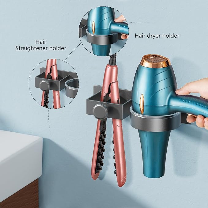 YUET Hair Dryer Holder Hairdryer Straightener Station Wall Mounted/Self - Image 9