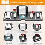 Bathtub Tray Caddy Black- Bath Tray Black - Image 2