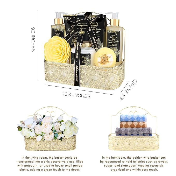 Spa Gift Baskets for Women, Gift Set for Mom Enchanted Orchid Scent, Home Spa - Image 8