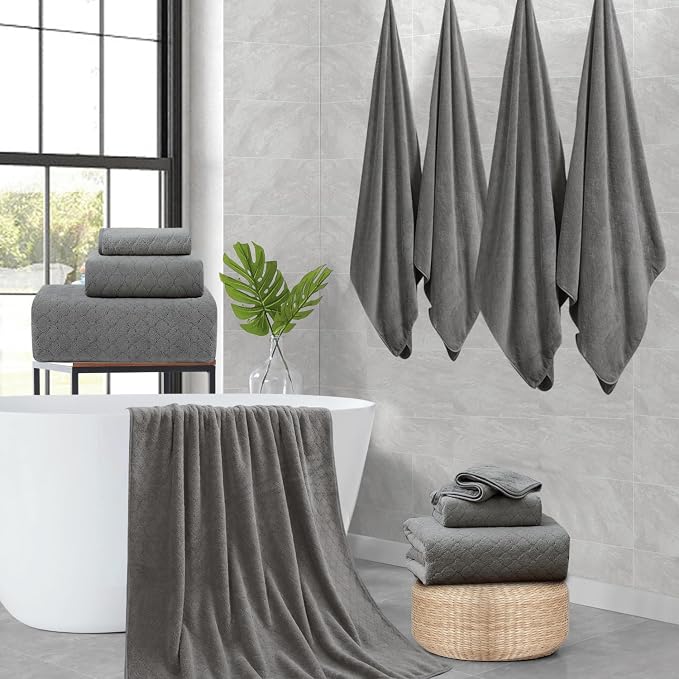 8-Piece Bath Towels Set, 2 Oversized Large Bath Towels Sheet, 2 Hand Towels and - Image 6