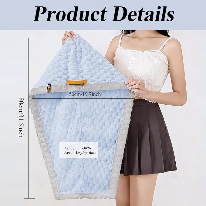 Hair Drying Towels, 19.7x31.5 inch Hair Towels - Image 2