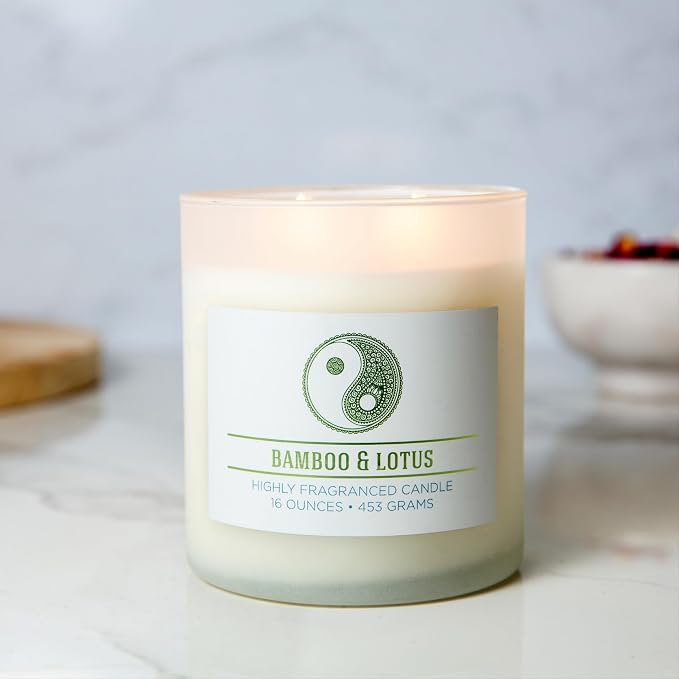 Carolina Bamboo Lotus Scented Candle, 16 oz Wellness Relaxing Aromatherapy - Image 3
