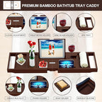 Premium Bamboo Bathtub Caddy Tray - Image 2