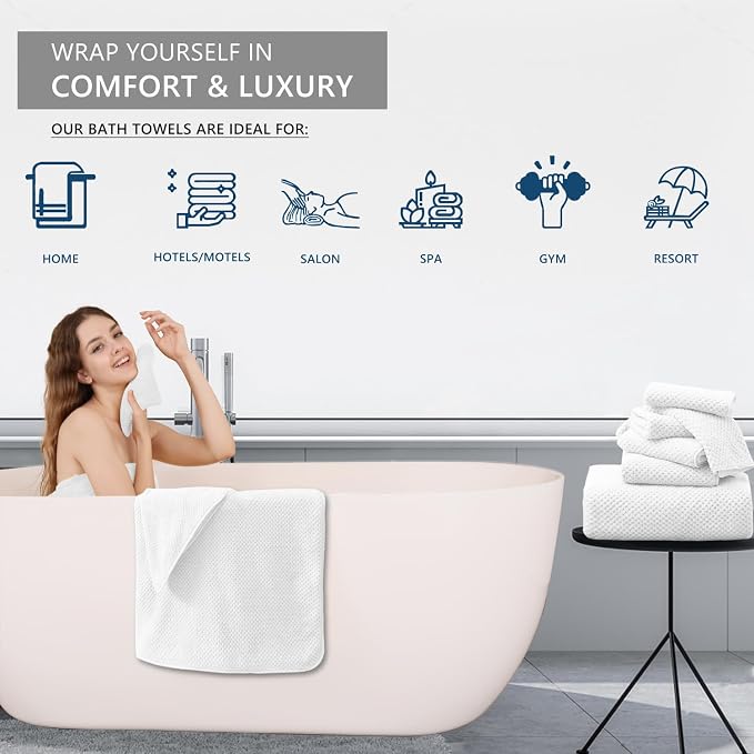 Extra Large Bath Towel Set of 4, Oversized Bath Sheet Super Soft Highly - Image 6