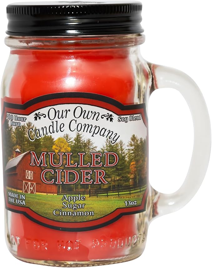 Our Own Candle Company, Mulled Cider Scented Mason Jar Candle, 100 Hour Burn by OurOwnCandleCompanycandles