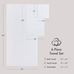 Madison Park Bathroom Towel Set of 6 Diagonal Ribbed, 500 GSM - Image 9