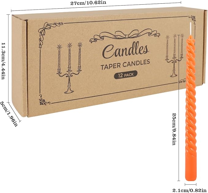 WPONSZU 12 Pack 10 Inch Spiral Taper Candle Set, Unscented Dripless Candlesticks - Image 9