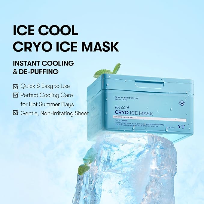 VT COSMETICS Cryo Ice Cool Mask, 30 Sheets, Cooling & De-Puffing Daily Sheet - Image 2