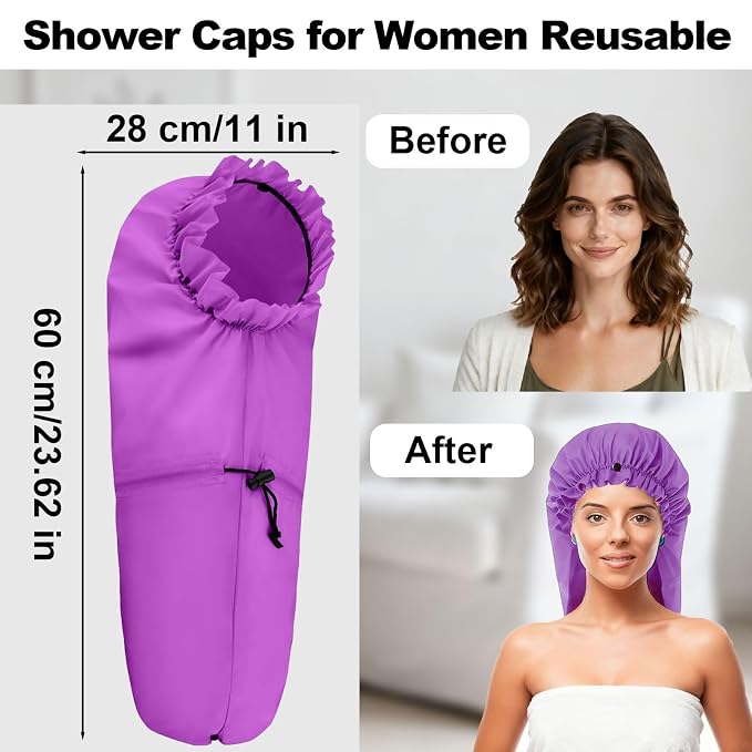 ELEBOX Extra Large Shower Cap for Braids/Curly Hair/Dreadlock | Reusable - Image 5