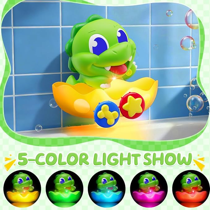 Dinosaur Baby Bath Toys for 1 2 3 Year Old Boys, Dino Bath Bubble Machine - Image 2