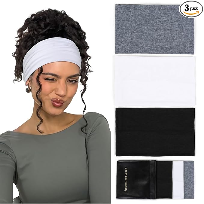 Huachi Wide Headbands: Boho Elastic Non-Slip Thick Stretchy Headbands by Huachi