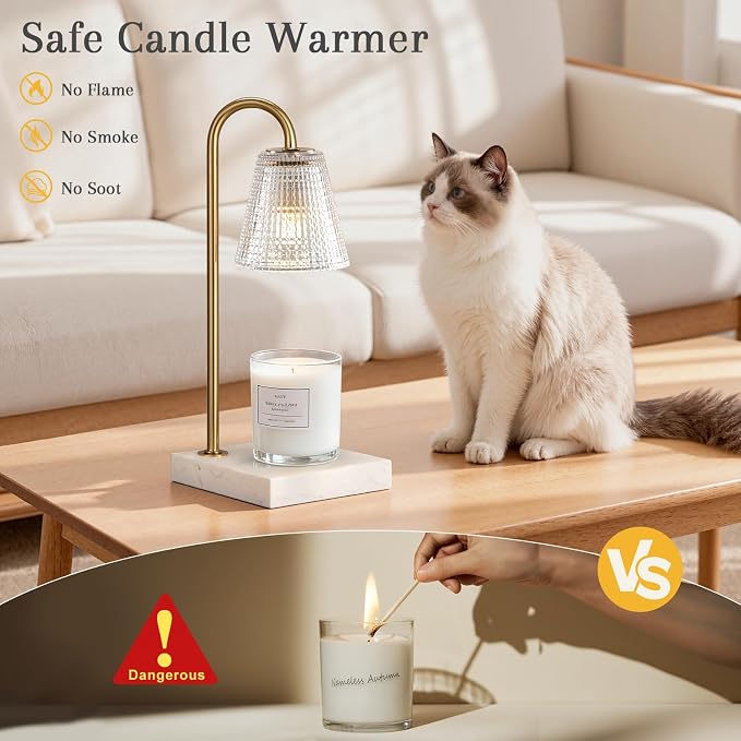 Hong-in Modern Gold and Marble Candle Warmer Lamp - Image 3