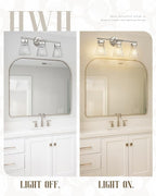 Brushed Nickel Bathroom Vanity Light, HWH 3-Light Vanity Lights - Image 5