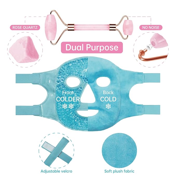 ZNÖCUETÖD Ice Face Facial Jade Roller and Ice Face Mask Cold Cooling Gel Mask - Image 8