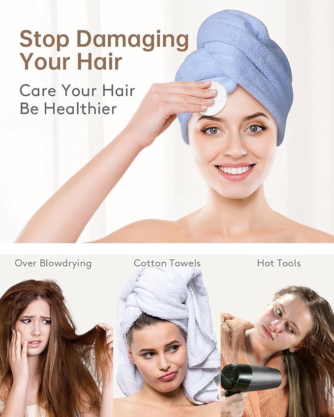 YFONG 3 Pack Microfiber Hair Towel Wrap - Image 4