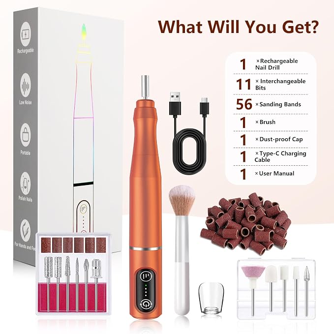 TUOBEO Cordless Nail Drill Electric Rechargeable File Kit, Professional Efile - Image 9