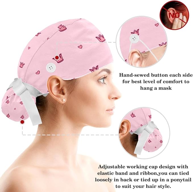 Women's Working Caps with Scrunchies Tarot Pattern Background Lace-Up Hat - Image 3