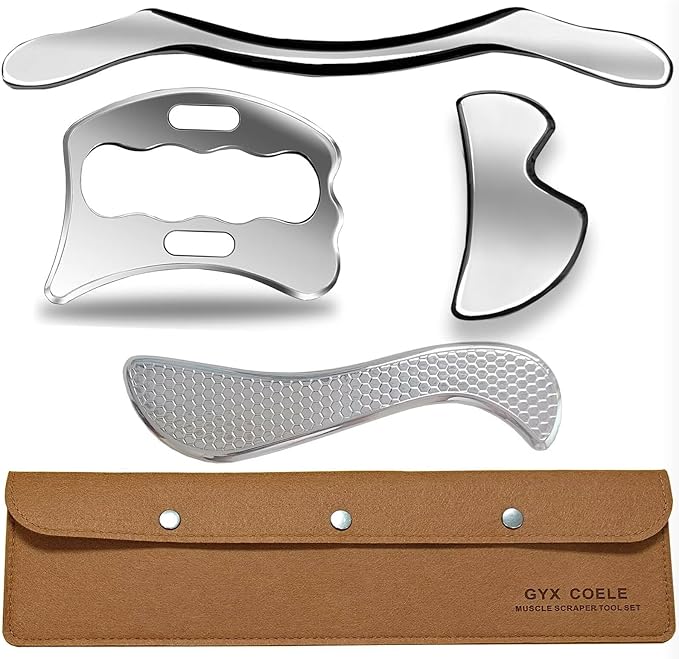 4 in 1 Stainless Steel Muscle Scraper Tool Set, IASTM Physical Therapy Massage by GYXCOELEIASTMTOOL