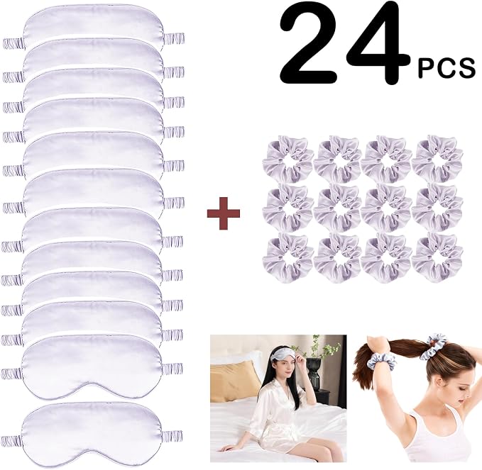 24Pcs Satin Eye Mask Silk Sleep Masks Silky Eyes Cover Blackout Blindfold - Image 2