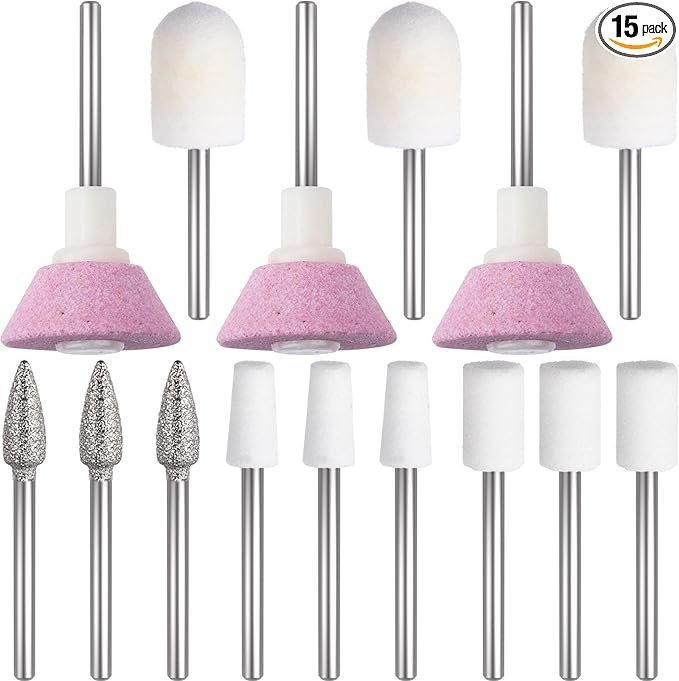 ANCIRS 15 Pcs 3/32 Inch Nail File Replacement Head Refills Set, Nail Drill Bits by ANCIRS
