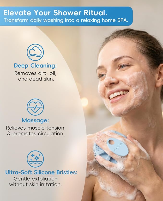 1 Pack Soft Silicone Shower Brush Body Wash Bath Exfoliating Skin Massage - Image 2