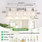 Indoi 4 Light Bathroom Light Fixtures, Chrome Vanity Lights - Image 8