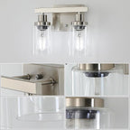 Bathroom Vanity Light, 2-Light Nickel Modern Matte Wall Sconce Lighting - Image 4