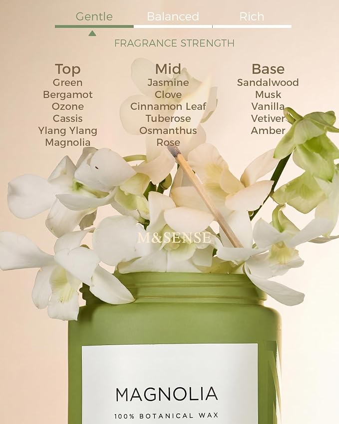 M&SENSE Magnolia Jasmine Romantic Scented Candle, 19.4oz 110 Hours Long Lasting - Image 2