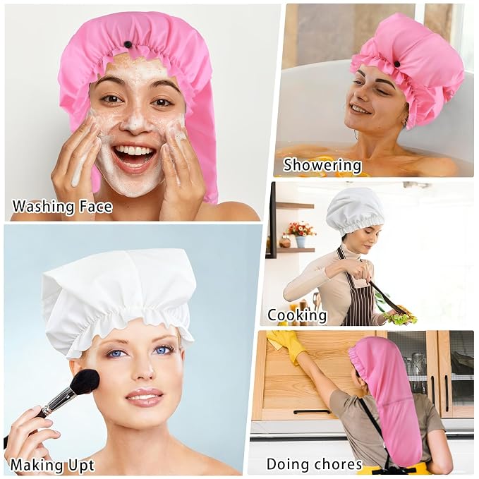 2 Pcs Large Shower Cap for Braids, Extra Long Shower Cap for Women Long Hair & - Image 7