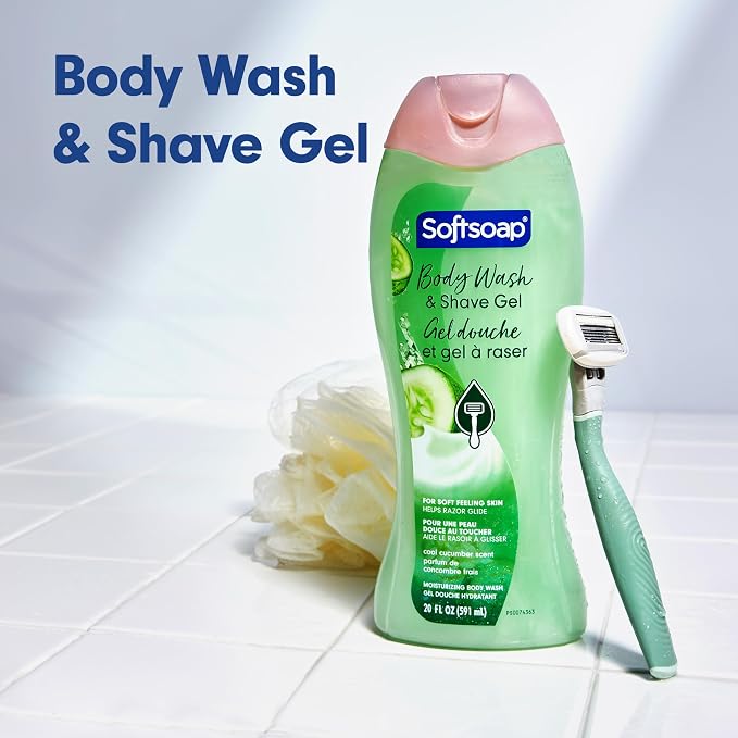Softsoap Moisturizing Body Wash and Shave Gel, Cool Cucumber Scent, 20 fl oz - Image 2