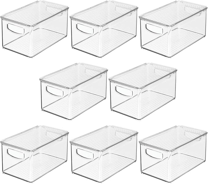 mDesign Deep Plastic Bathroom Storage Bin Box, Lid/Built-in Handles, - Image 9