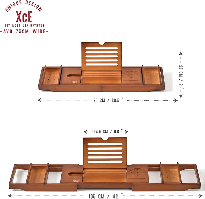 XcE Bamboo Bathtub Caddy Tray - Image 4