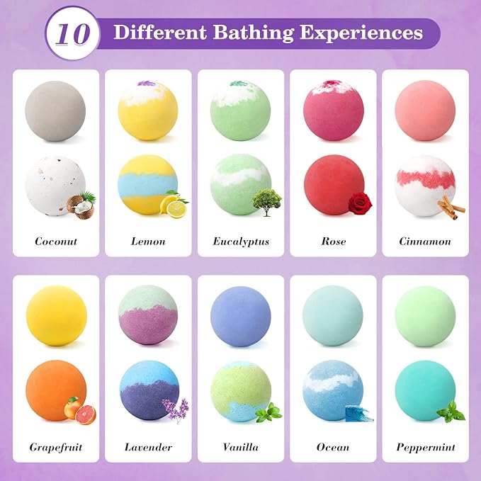 CalmNFiz 20PCS Bath Bombs for Women Presents Set Natural Wonderful Fizz Effect - Image 2