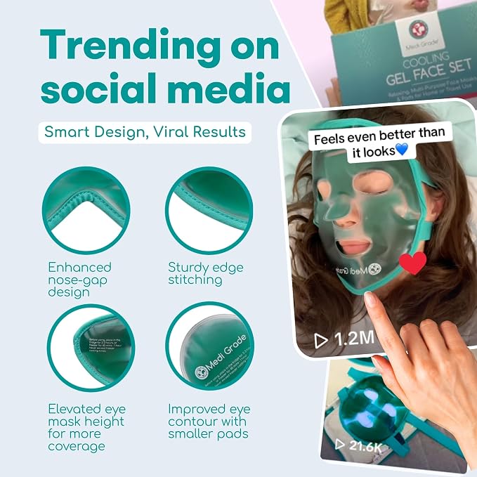 Medi Grade Cooling Ice Face Mask and Cooling Eye Mask - Image 6