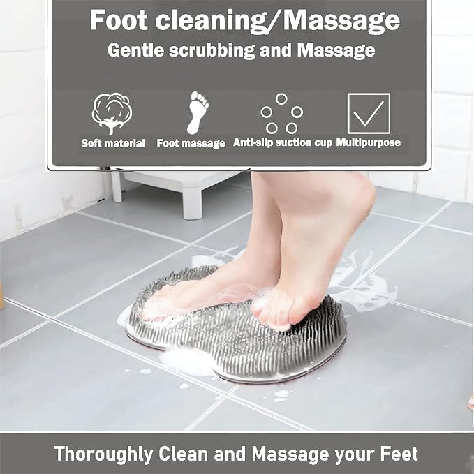 Shower Foot and Back Scrubber Mat, Wall Mounted Shower Foot Scrubber - Image 2