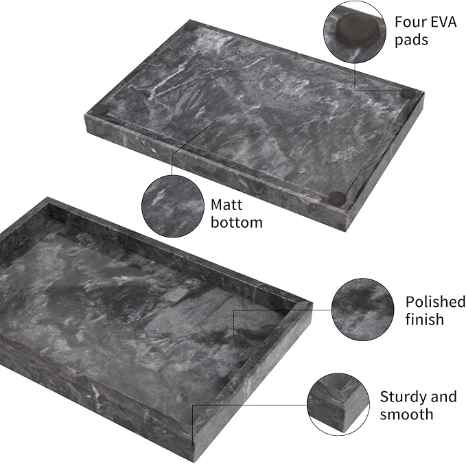 Marble Bathroom Vanity Tray, Natural Luxury Vanity Home Kitchen Bathroom Table - Image 2