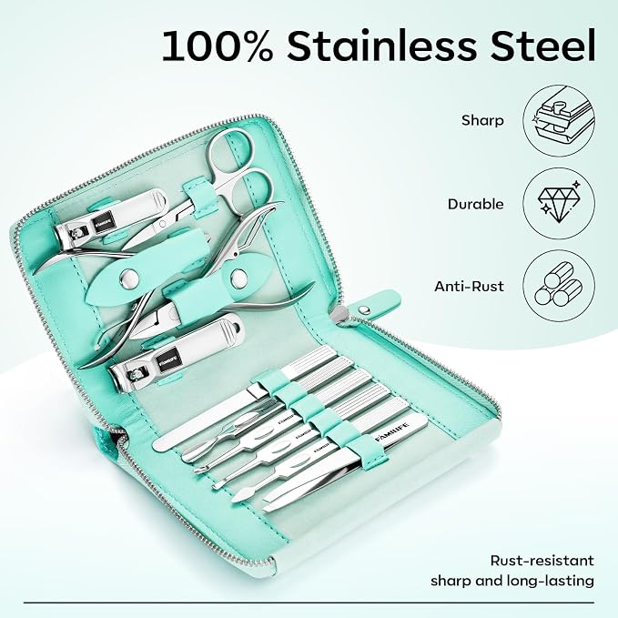 FAMILIFE Manicure Kit for Women, Professional Manicure Set Nail Clippers Set 11 - Image 2