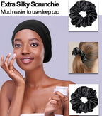 Sleep Cap Bonnet for Sleeping Black Women, Adjustable Cooling Ice Silk Lined - Image 6