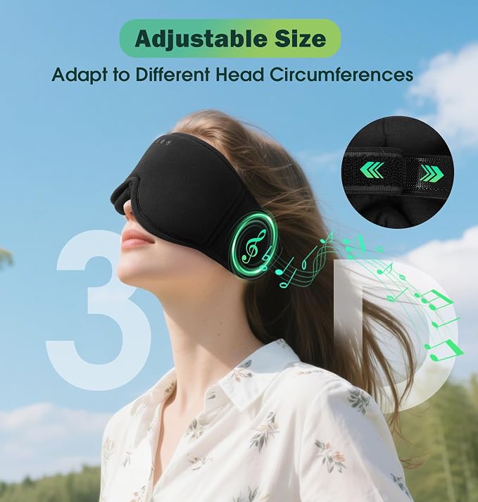 Sleep Mask with Headphones Bluetooth 5.4, LC-dolida Wireless Music Eye Mask - Image 5