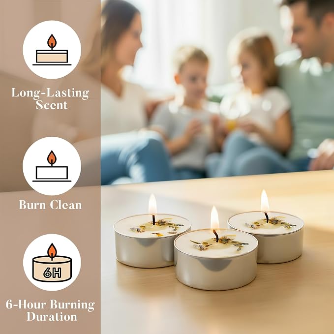 16 Pack Laven​der Tealight Candles - Image 4