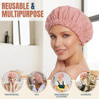 Reusable Shower Cap for Women, Large Waterproof Shower Bonnet - Image 3