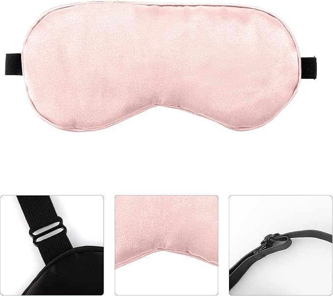 2 PCS Pink Satin Sleep Masks, Adjustable Silk Eye Mask - Image 5